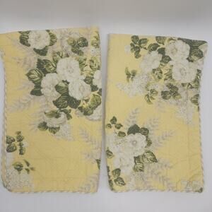 American Living Ralph Lauren King Sham Quilted Yellow Floral Shabby Cottage 2pcs